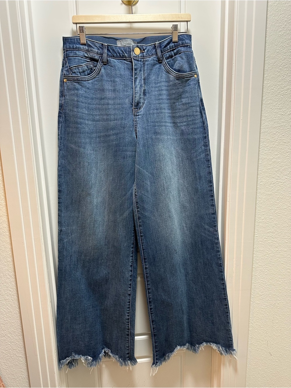 Wit & Wisdom Ab-Solution Wide Leg Raw Hem Jeans Size 12